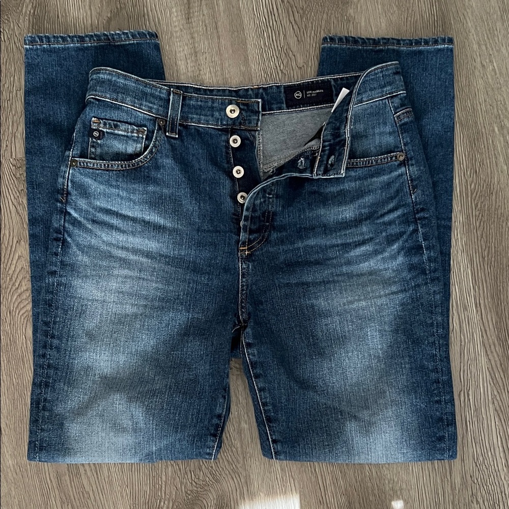 AG Adriano Goldschmied Dark Blue Straight Leg Jeans